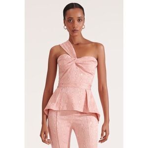 Veronica Beard Sufiana Moire One Shoulder Top 0